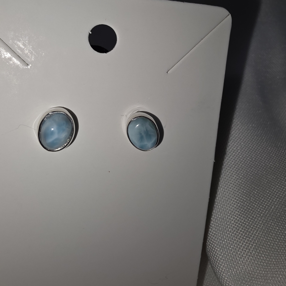 Blue Oval Stud Earrings